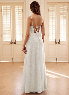 Gleavia Weiß Pailletten-Abendkleid in A-Linie image2