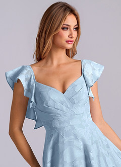 Azazie Leilani Robes de demoiselle d'honneur Robe Trapèze en Blumen-Burnout Encolure en Forme de Cœur Bleu Ciel image7