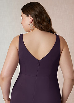 Azazie Leandra Bridesmaid Dresses Plum Mermaid V-Neck Pleated Mesh Dress image13