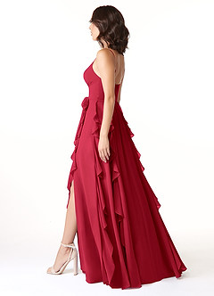Azazie Peyton Bridesmaid Dresses Scarlet A-Line Ruched Chiffon Dress image4