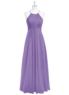 Azazie Ginger Abiti da Damigella Abito A-Line in Chiffon con Scollo Halter a Pieghe Tahiti image6