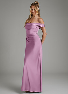 Azazie Hayden Bridesmaid Dresses Wisteria Mermaid Corset Stretch Satin Dress image4