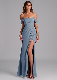 Azazie Johana Jurken voor bruidsmeisjes Converteerbaar Jurk van Chiffon met Zeemeermin Off the Shoulder Schemering image1