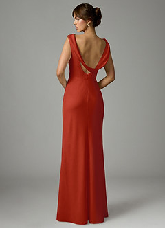 Azazie Kieryn Bridesmaid Dresses Rust Mermaid Pleated Stretch Satin Dress image5