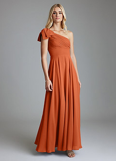 Azazie Elinora Final Sale Black A-Line One Shoulder Chiffon Dress image1