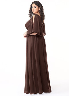 Azazie Temeka Brautjungfernkleider A-Linie Gestreift Chiffon Kleid Ganache image10