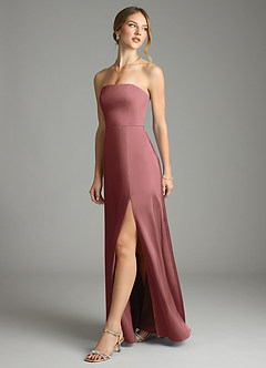 Azazie Wren Bridesmaid Dresses Amethyst A-Line Strapless Stretch Satin Convertible Dress image5