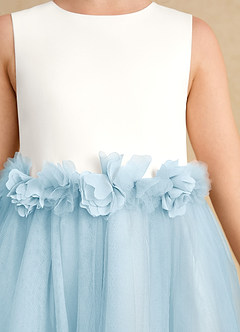Azazie Louisa Flower Girl Dresses Ivory Sky Blue A-Line Sleeveless Tulle Dress image6