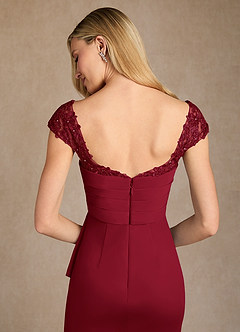 Azazie Belfast Mother of the Bride Dresses Burgundy Sheath Lace Mesh Dress image6