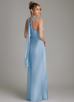 Azazie June Bridesmaid Dresses Powder Blue Sheath Stretch Satin Dress image5