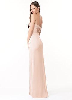 Azazie Leonis Bridesmaid Dresses Blushing Pink Mermaid Pleated Stretch Satin Convertible Dress image7