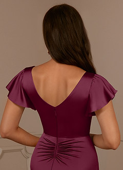 Azazie Roya Kleider für die Brautmutter Meerjungfrau-Linie Plissee mit V-Ausschnitt Stretch-Satin Kleid Maulbeerrot image6