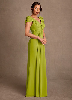 Azazie Louella Mère de la mariée Robes Robe Trapèze en Mousseline de soie Plissée Citronnelle image3