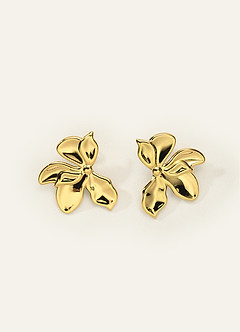 front 18K Gold Plated Flower-Shaped Earrings
