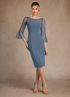 Azazie Bellevue Abiti per la Madre della Sposa Abito Tubino in Crepe Elasticizzato Perline Crepuscolo image4