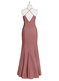 Azazie Carolina Robes de demoiselle d'honneur Robe Sirène en Mousseline de soie Rayé Rose Du Désert image7