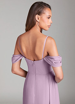 Azazie Amyra Bridesmaid Dresses Wisteria Sheath Off the Shoulder Chiffon Convertible Dress image7