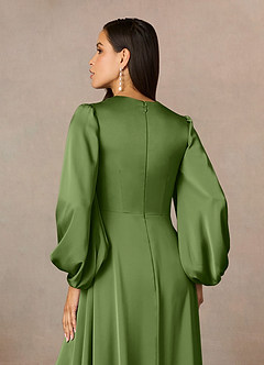 Azazie Luna vestidos de madre de la novia Vestido de Enebro de Satén Elástico de Corte En A con Plisado image5