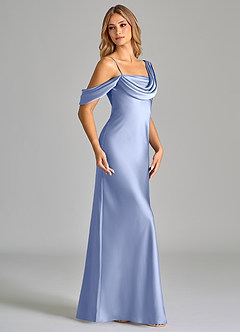 Azazie Celina Robes de demoiselle d'honneur Robe Fourreau en Satin extensible Épaule décolletée Eis image4
