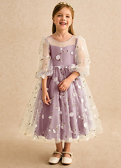 Azazie Elowen Flower Girl Dresses Vintage Mauve A-Line Sweetheart Neckline Lace Dress image5
