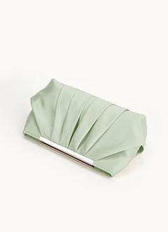 front Matching Color Matte Satin Pleated Clutch