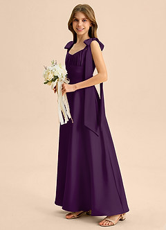 Azazie Halley Junior Klä av A-Line i Stretch Satin Rosett image4