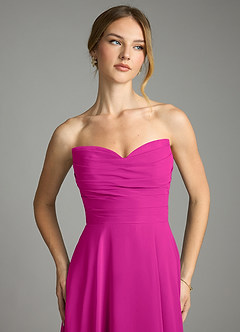 Azazie Ayla Abiti da Damigella Abito A-Line in Chiffon Scollo a Cuore Fucsia image5