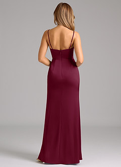 Azazie Aimee Bridesmaid Dresses Mulberry A-Line Sweetheart Neckline Stretch Satin Dress image2