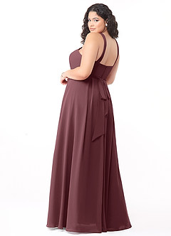 Azazie Dixie Bridesmaid Dresses Sangria A-Line Halter Pleated Chiffon Dress image9