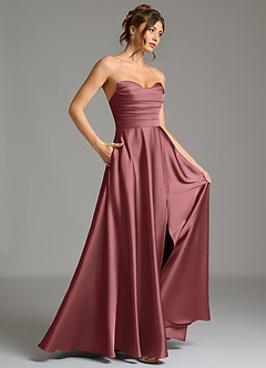 Azazie Ayla Jurken voor bruidsmeisjes Jurk van Stretch Satijn met A-Lijn Korset Amethist image6