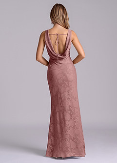 Azazie Rylina Final Sale Dusty Rose Mermaid Floral Burnout Dress image2