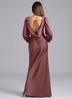 Azazie Rylina Bridesmaid Dresses Vintage Mauve Mermaid Long Sleeve Stretch Satin Dress image2