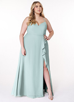 Azazie Naeem Bridesmaid Dresses Mist A-Line V-Neck Ruffle Chiffon Dress image9
