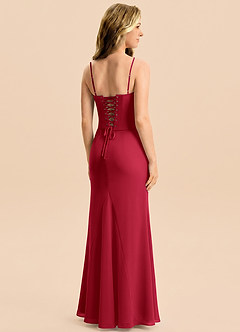 Azazie Sorrel Junior Scarlet Mermaid Pleated Chiffon Dress image2