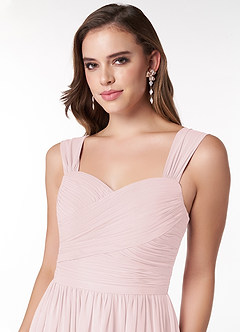 Azazie Zapheira Bridesmaid Dresses Blushing Pink A-Line Ruched Chiffon Dress image5