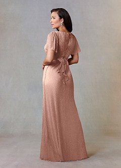 Upstudio Alameda Venta Final Vestido de Oro Rosa de Malla Metálica de Corte En A con Volante image2