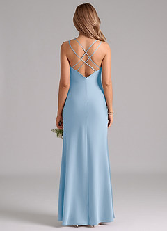 Azazie Suttona Brudtärnklänningar Klä av A-Linje i Stretch Satin Plisserad Puderblå image3