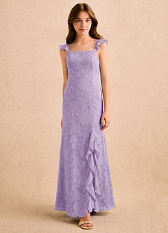 Azazie Novanlie Girls Formal Flower Girl Dresses Lilac Mermaid Bow Floral Burnout Dress image4