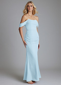 Azazie Luiza Bridesmaid Dresses Sky Blue Mermaid Off the Shoulder Chiffon Dress image4