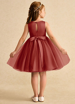 Azazie Prima Flower Girl Dresses Terracotta A-Line Bow Tulle Dress image2