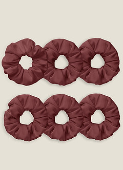 front Matchande Färg Sex-Delad Brudtärna Stretch Satin Over Size Scrunchie Set