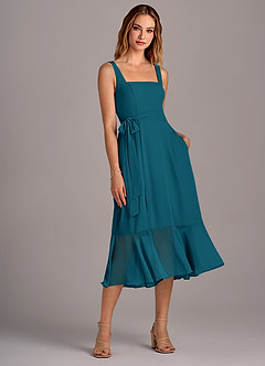 Azazie Deb Abiti da Damigella Abito Convertibile A-Line in Chiffon Con Tasche Blu Inchiostro image4