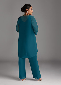 Azazie Frances Mother of the Bride Dresses Ink Blue Jumpsuit/Pantsuit Scoop Mesh Dress image12