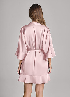 front Matching Color Ruffled Satin Robe