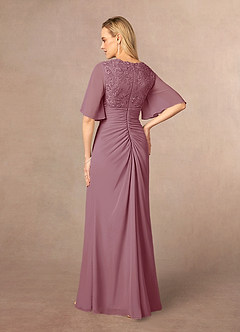 Azazie Carson Mother of the Bride Dresses Vintage Mauve A-Line V-Neck Lace Chiffon Dress image3