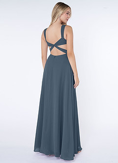 Azazie Nahrin Bridesmaid Dresses Neptune A-Line V-Neck Pleated Chiffon Dress image4