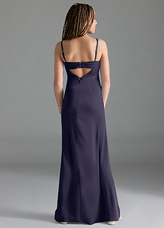 Azazie Leonis Junior Stormy A-Line Pleated Stretch Satin Dress image2