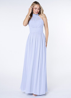 Azazie Iman Robes de demoiselle d'honneur Robe Trapèze en Mousseline de soie Ligne A froncée Lavande image4