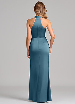 Azazie Karlotta Bridesmaid Dresses Bermuda Sheath Pleated Stretch Satin Dress image2