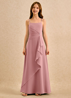 Azazie lolly Girls Formal Flower Girl Dresses Dusty Rose A-Line Pleated Chiffon Dress image4